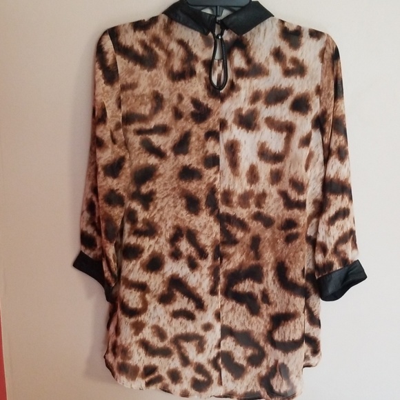 Nicole Miller cheetah print leather top - Picture 2 of 7